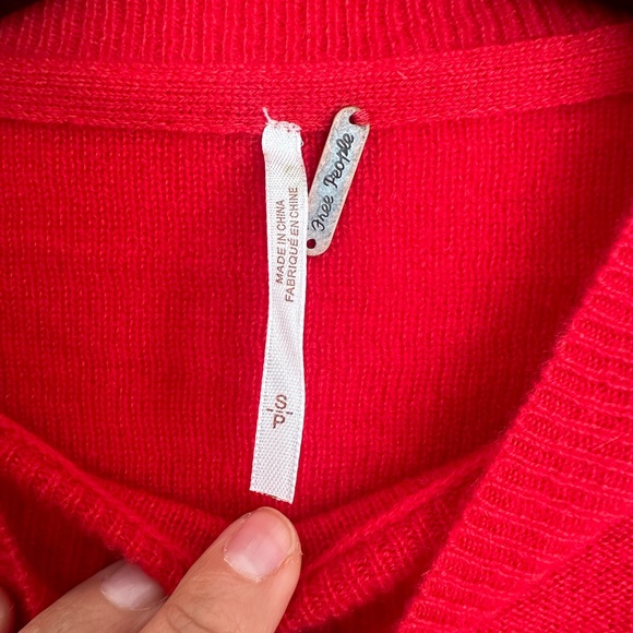 Free People Addie Cashmere Pullover S Red - Picture 2 of 5